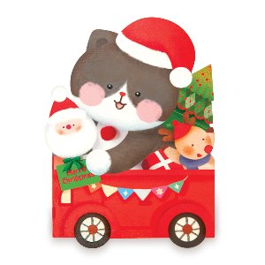 [FS734104] 버스 냥이 크리스마스 카드