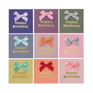 [FT1044] 미니 리본 생일 축하 카드 (9종 1세트)